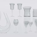 Elegant Transparent Beverage Glassware Collection Featuring Wine Glasses Water Cups And Decanter