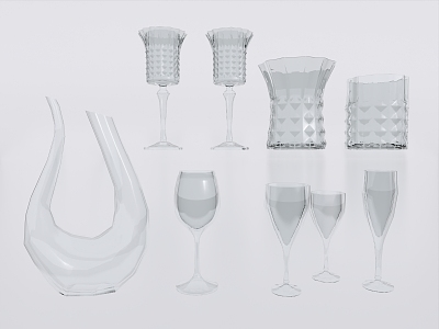 Modern Glass Cup Glass Container 3d model