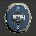 Cartoon Style Round Futuristic Robot With Blue Top Silver Body And Yellow Control Buttons