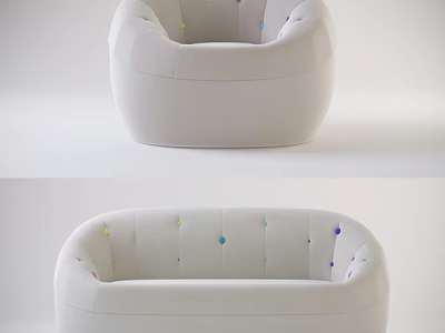 Modern White Sofa Set With Colorful Dots Decoration For Living Room 3d model