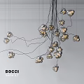 BOCCI Modern Chandelier with Multiple Spherical Bulbs and Curved Wires Design