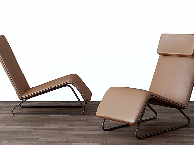 Modern Tan Leather Chaise Lounge With Black Metal Frame And Comfortable Design 3d model