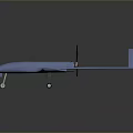 Blue Drone With Long Wings Propeller Tail Fin Landing Gear And Streamlined Design