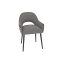 Modern Fabric Dining Chair With Geometric Pattern Armrests And Black Wooden Legs