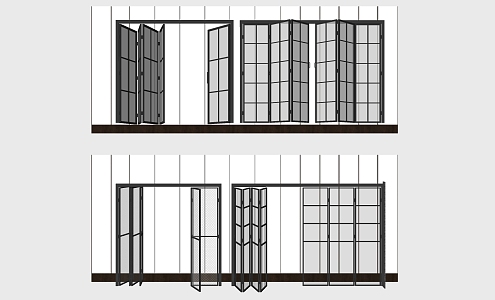 Modern folding door aluminum alloy glass folding door 3d model