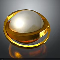 Golden Ring Structure With White Spherical Object In Center On Dark Background