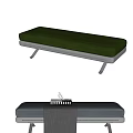 Stylish Upholstered Benches With Green And Blue Seats And Metal Frames