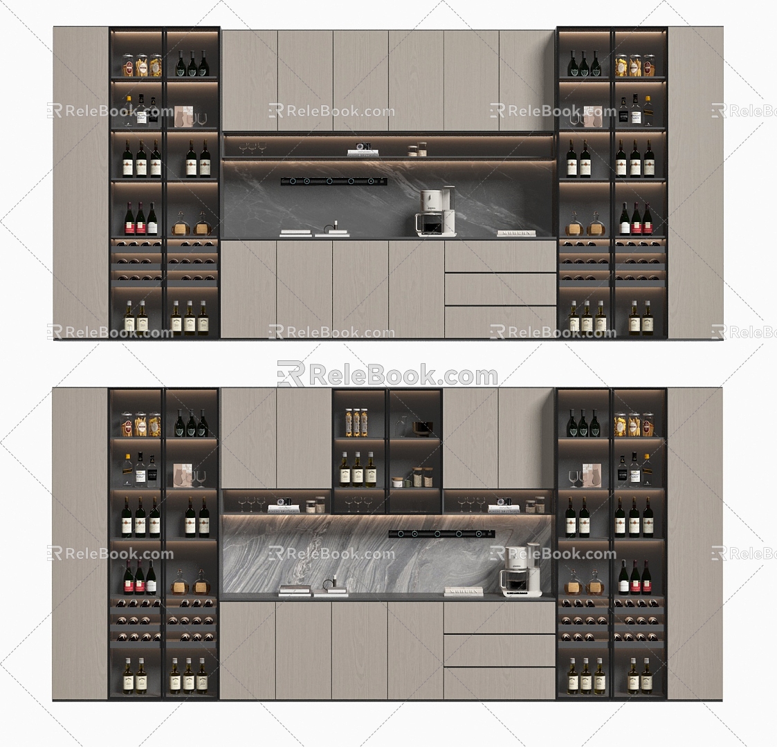 Water Bar, Wine Cabinet, Wall Cabinet 3d model