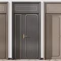 New Chinese style combination of single door and double door 3d model