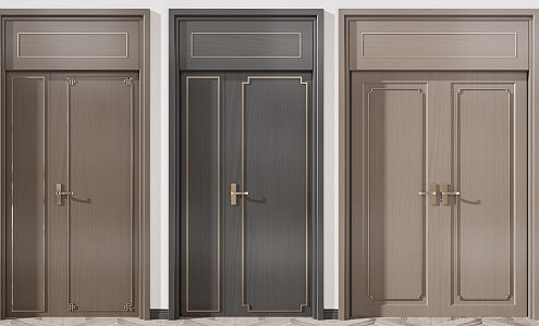 New Chinese style combination of single door and double door 3d model