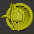 3D Cartoon Girl Character With Cat Ears Sailor Uniform Surprised Expression And Pink Circular Frame