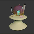 Pink Game and Movie Character Inside Purple Sphere on White Base with Transparent Cover