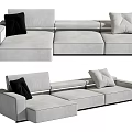 Modern Contemporary Sectional Sofa With Upholstered Design And Black Light Pillows 3d model