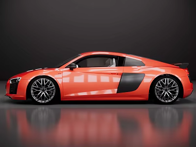 Red Audi R8 Two Door Sports Car With Sleek Design Black Accents And Alloy Wheels 3d model