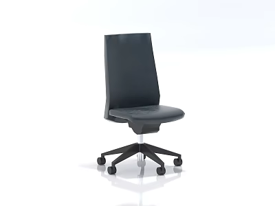 Black Leather Office Chair With High Back Sleek Design And Rolling Wheels 3d model