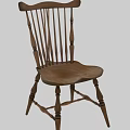 Classic Wooden Chair With Spindle Back Curved Seat And Solid Wood Legs