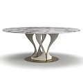 Round Marble Coffee Table With Unique Curved Legs And Metal Base