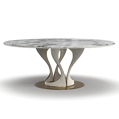 Round Marble Coffee Table With Unique Curved Legs And Metal Base 3d model