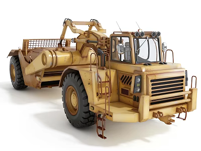 Yellow Heavy Duty Utility Vehicle with Large Tires Cab and Loading Equipment for Construction Mining 3d model