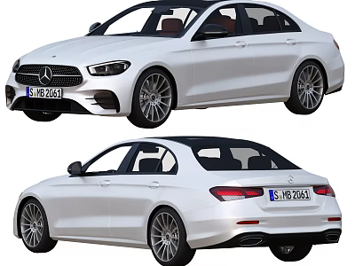 White Mercedes Sedan Front And Rear View Exterior Design Features 3d model