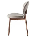 Modern Minimalist Single Chair With Curved Fabric Backrest And Wooden Legs