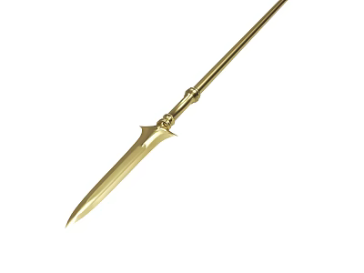 Golden Decorative Spear With Intricate Design And Sharp Metal Tip 3d model