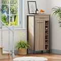 Modern Wooden Entryway Cabinet Sideboard Design With Natural Light Plants And Window View