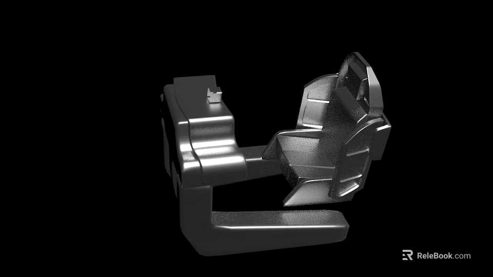 3D Model Of Shiny Metal Mechanical Part With Intricate Industrial Design 3d model 