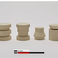 Set Of Natural Wooden Stools With Various Simple Modern Designs And Wood Finish