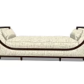 Modern Sofa Bench With Beige Upholstery Dark Wood Trim And Pillows