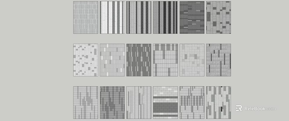 Various Square Plaza Paving Design Patterns With Different Textures And Styles 3d model