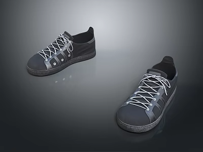 Black Casual Shoes With White Laces And Sleek Design For Everyday Wear 3d model