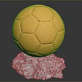Shiny Golden Soccer Ball Shaped Decorative Equipment With Transparent Crystal Base