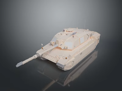 Modern Desert Colored Armored Tank With Long Cannon And Heavy Duty Tracks 3d model
