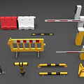 Public Traffic Control Facilities With Red White Yellow Barriers Boom Gates Guardrails And Bollards