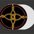 Stylish Round Ceiling Light With Black Red Frame And Golden Decorative Pattern