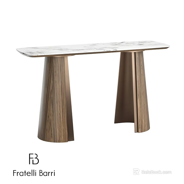 Modern Dining Table With Marble Top And Wooden Tapered Legs 3d model 