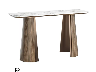 Modern Dining Table With Marble Top And Wooden Tapered Legs 3d model