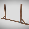 Wooden Support Frame With Vertical Legs Horizontal Beam And Triangular Braces