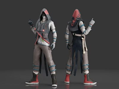 Modern game character masked game character hoodie mask cyberpunk mask 3d model