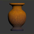 Intricate Orange Sculpture Carving Vase With Cracked Texture And Purple Base