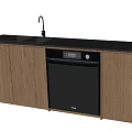 Modern Kitchen Appliances Featuring Built in Oven With Wooden Cabinets Sink And Countertop