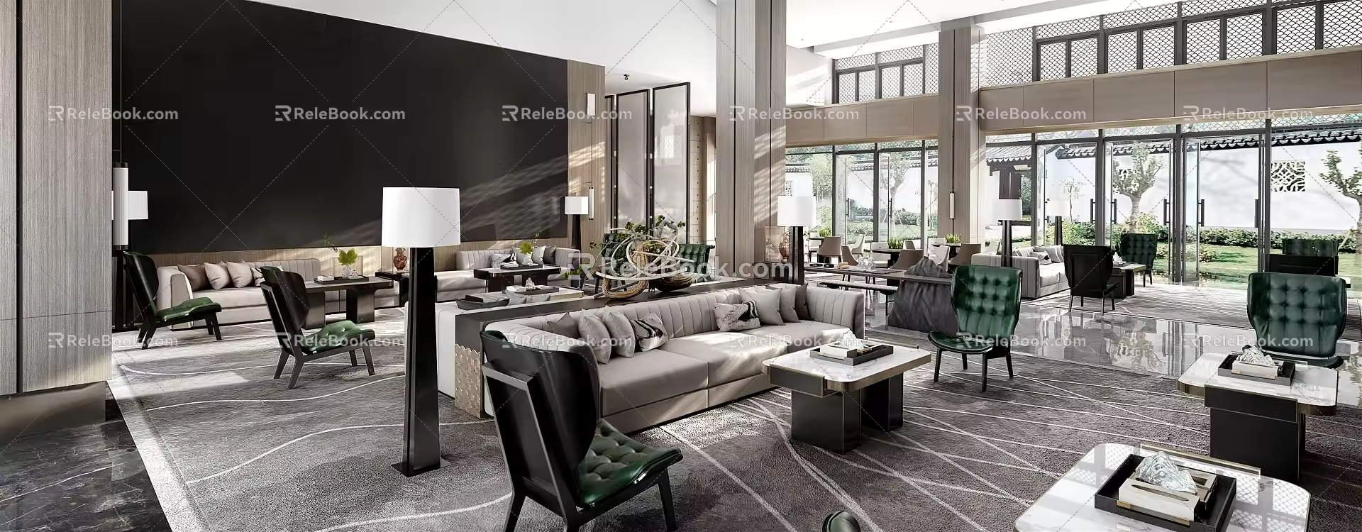 Modern reception area Sales office Rest area 3d model