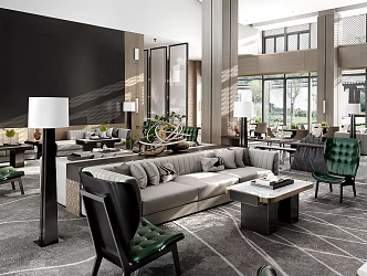 Modern reception area Sales office Rest area 3d model