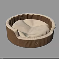 Round Shaped Decorative Ornament Set With Brown Outer Beige Inner Wavy Edge And Paw Print