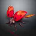 Vibrant Red Ladybug With Black Spots And Spread Wings In 3D Render 3d model