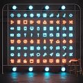 Neon Style Decorative Lights Featuring Various Symbol Icons in Modern Room Setup