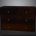 Classic Dark Wood Chest of Drawers With Multiple Drawers And Golden Knobs