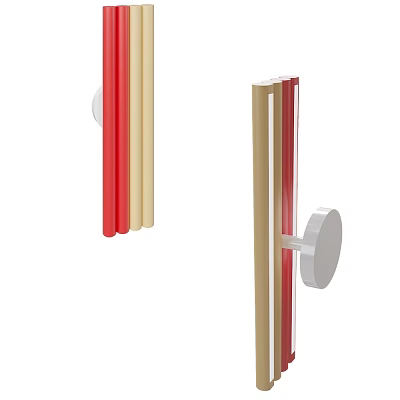 Colorful Modern Hook With Long Strip Design Wall Mounted Round Base Red Beige Accents 3d model