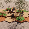 Modern tree pool tree pool seat 3d model